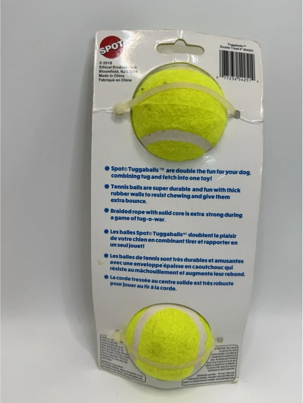 TUGGABALL DOUBLE TENNIS BALL ASSTD 9″ New